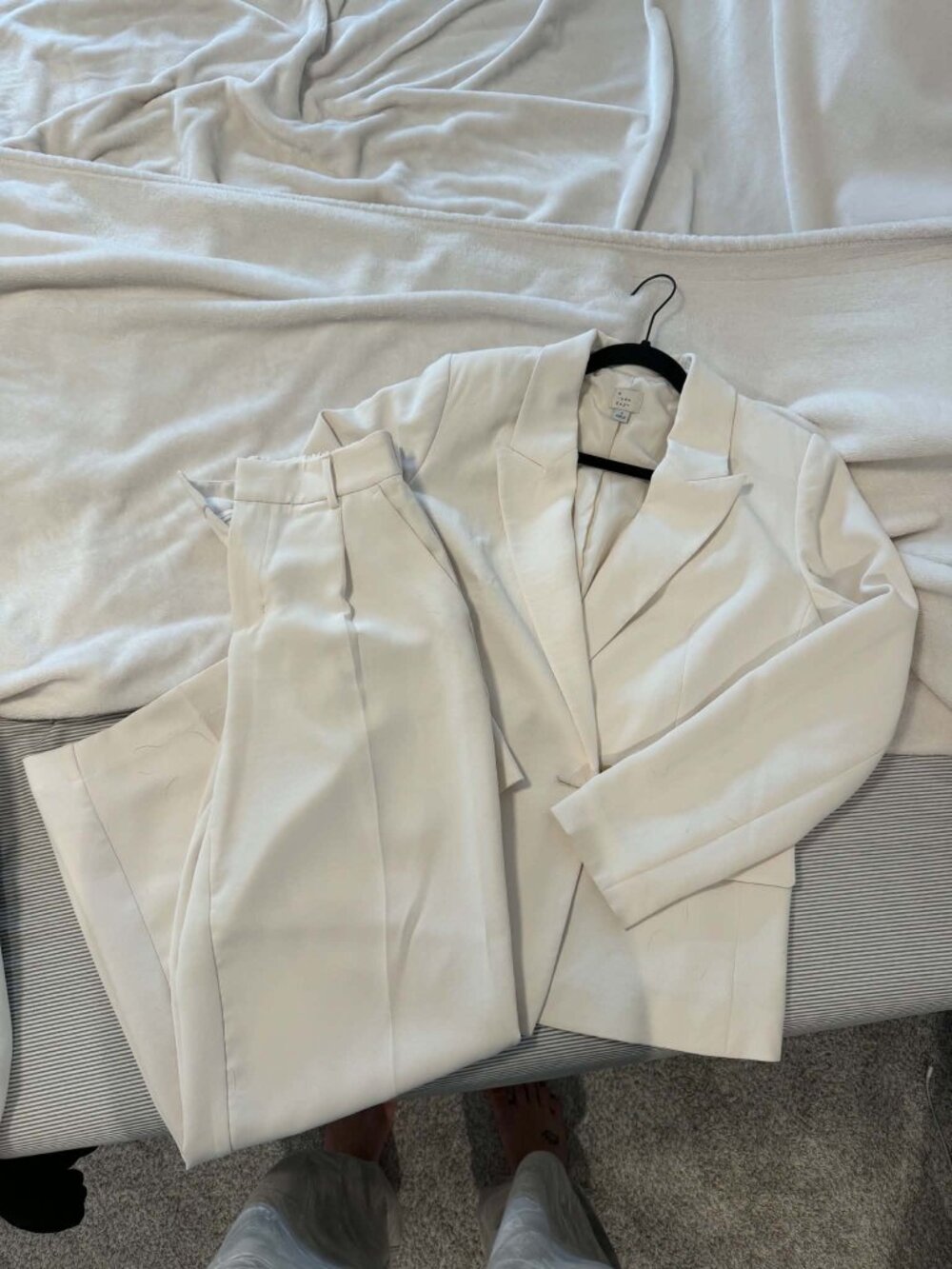 A New Day Ivory Cream Blazer & Wide Leg Trouser Suit Set S / Size 2